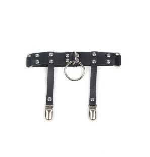 SUBBLIME Adjustable Leather Punk Garter in Black – One Size – image 6