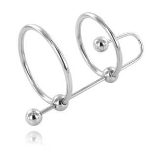 Metal penis ring with urethral plug 32 mm – image 1