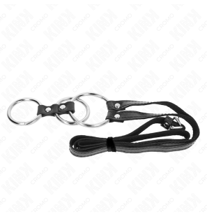 Anneau pénien en métal à trois anneaux avec lanière en cuir de 112 cm – photo 5