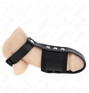 Leather Bondage Ring with Adjustable Coated Ball-Separating Strap – image 1
