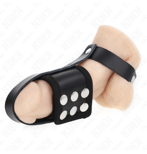 Leather Bondage Ring with Adjustable Coated Ball-Separating Strap – image 2
