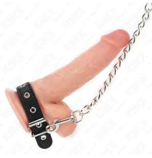 Leren penisring met band en metalen ketting van 60 cm – foto 2