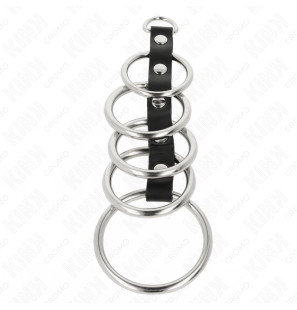 Metalen penisringen met leren verbinding van KINK, 3,2 tot 5 cm – foto 3