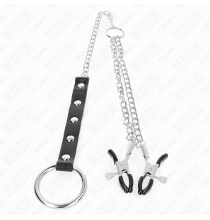 Metal ankle cuffs with chain and adjustable nipple clamps – image 3