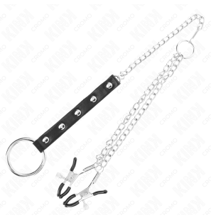 Metal ankle cuffs with chain and adjustable nipple clamps – image 4