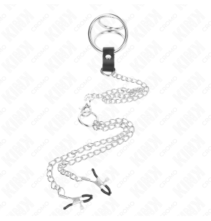 Anneau pénien en métal avec chaîne et pinces à tétons KINK, de 3,8 à 5 cm – photo 3
