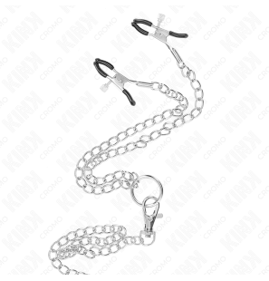 Metalowy pierścień na penisa z łańcuszkiem i klamerkami na sutki KINK 3,8–5 cm – zdjęcie 4
