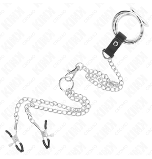 Metallener Penisring mit Kette und Brustwarzenklemmen KINK 3,8 bis 5 cm – Bild 5