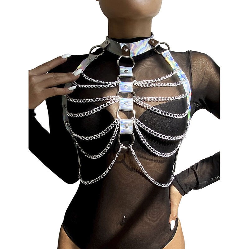 SUBBLIME Silver Chest Harness with Rings and Chains – image 1 SUBBLIME Silver Chest Harness with Rings and Chains – image 1