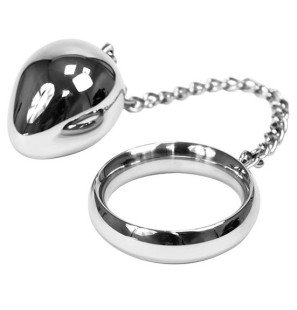 Pierścień erekcyjny 40 mm z łańcuszkiem i metalową kulką – zdjęcie 2