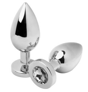 Kleiner transparenter Analplug aus Metall mit Diamantform, 5,71 cm – Bild 1