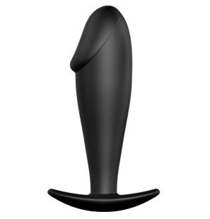 Schwarzer Silikon-Analplug mit penisförmigem Design – Bild 1
