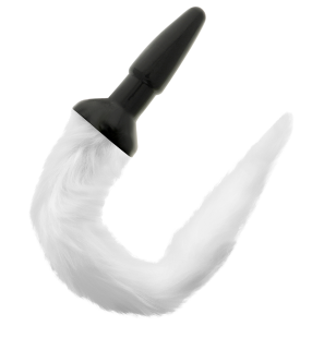 Plug anal en silicone de 12 cm avec queue blanche – photo 2