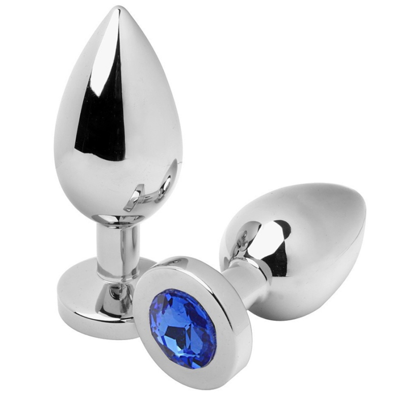 Metal Hard Analplug in Diamantform, blau, mittel, 7,62 cm – Bild 1