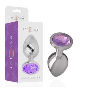 Analplug aus Metall mit violettem Kristall, 8 cm Intense Größe M – Bild 1