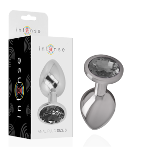 Metalen anaalplug van aluminium met zwart glas, maat S, 7 cm – foto 1