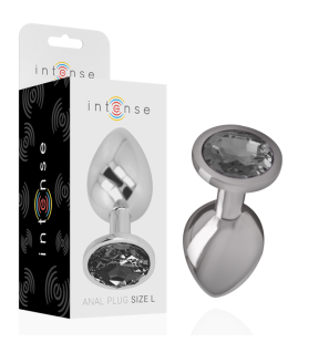 Intense metalen anale plug van aluminium met zwart glas 9 cm – foto 1