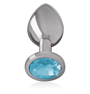 Metalen anale plug 7 cm met blauwe kristallen – maat S – foto 2