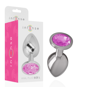 Metall-Analplug mit rosa Kristallen 9 cm – Größe L – Bild 1