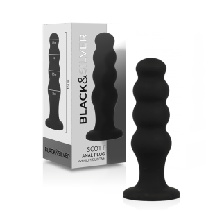 Scott Premium plug anal en silicone 12,5 cm noir de Black en Silver – photo 2