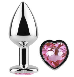 Metal heart-shaped butt plug, fuchsia, size S, 7 cm – image 1