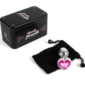 Metal heart-shaped butt plug, fuchsia, size S, 7 cm – image 4