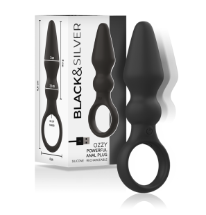 Plug anal puissant en silicone Black en Silver Ozzy pour adultes – photo 2