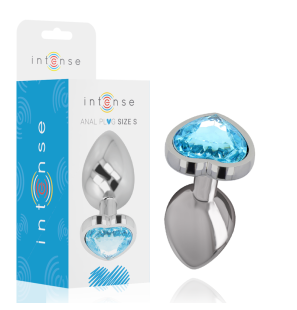 Aluminiowy korek analny 7 cm Blue Heart, rozmiar S – zdjęcie 1