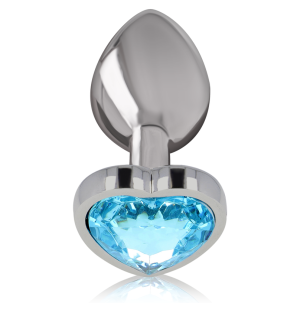 Aluminiowy korek analny 7 cm Blue Heart, rozmiar S – zdjęcie 2