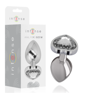 Aluminium Anal Plug with White Heart, Size M – Intense – image 1