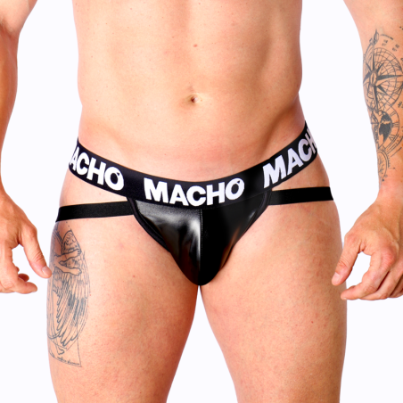 MACHO MX25NC Jockshirt aus schwarzem Leder für Männer