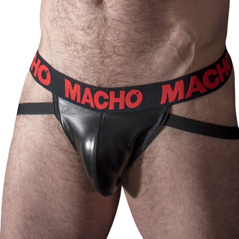 MACHO leren jockstrap voor mannen in rood – foto 1