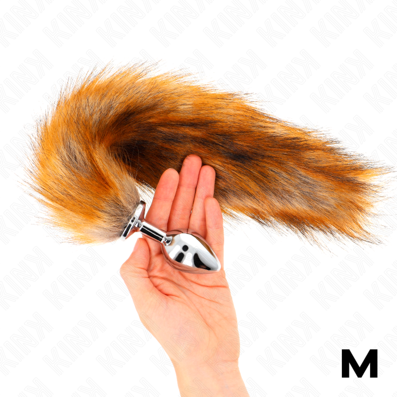 Brown Anal Plug, Size M, with 40 cm Synthetic Tail – image 1