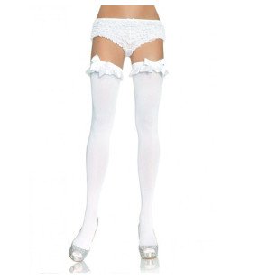 Collant blanc opaque à volants et nœud Leg Avenue – photo 1