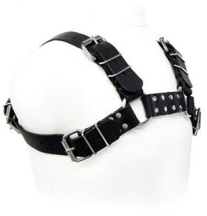 Black Leather Bulldog Harness for Adults by Leather Body – image 1