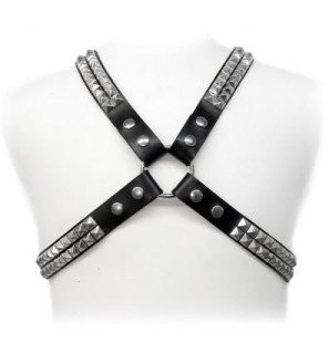 Leather pyramid-stud harness for adults – image 1