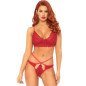 Rotes 2-teiliges Dessous-Set mit doppelten Trägern und String M/L – Bild 1