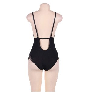 Czarne body bieliźniane w paski plus size od SUBBLIME – zdjęcie 3