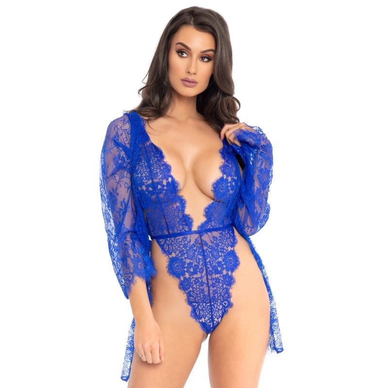 Leg Avenue Teddy with Blue Robe – image 1