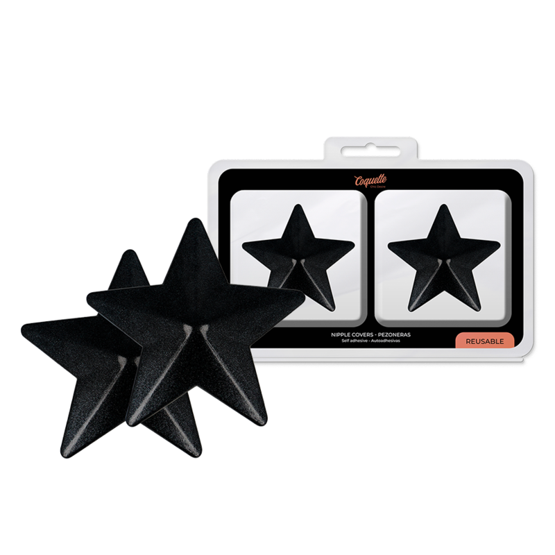 Metal Nipple Covers with Black Stars Coquette Chic Desire – image 1 Metal Nipple Covers with Black Stars Coquette Chic Desire – image 1