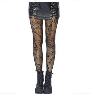 Bas résille noirs à motif serpent Leg Avenue pour un look lingerie espiègle – photo 1