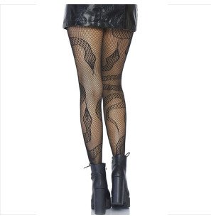 Bas résille noirs à motif serpent Leg Avenue pour un look lingerie espiègle – photo 2