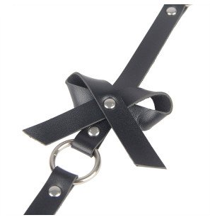 Black leather leg harness with chain – one size – image 6