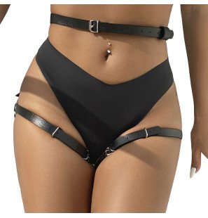 Zwart leren taille- en beenharnas SUBBLIME One Size – foto 1