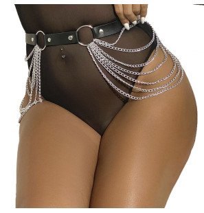 Zwarte leren kettingriem van SUBBLIME FETISH – one size – foto 3