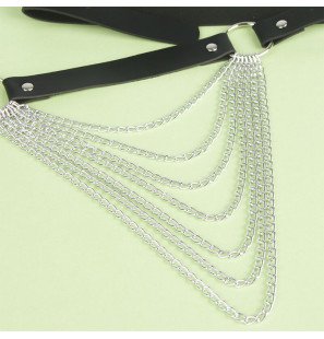 Ceinture à chaîne en cuir noir SUBBLIME FETISH – taille unique – photo 6