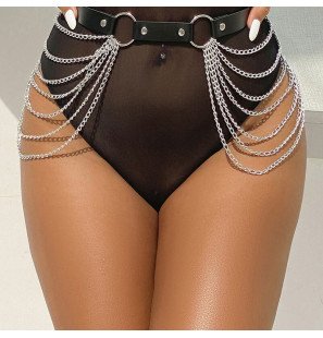 Black leather chain belt by SUBBLIME FETISH – one size – image 8