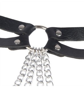 Subblime schwarzer Leder-Kettengürtel mit Ringen – One Size – Bild 6