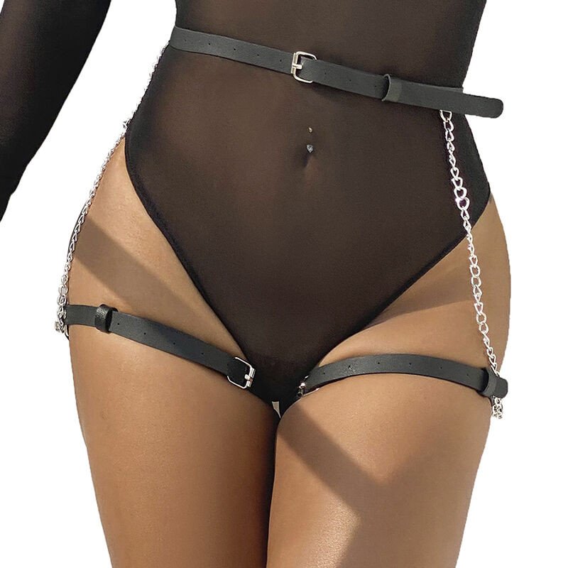 SUBBLIME schwarzes Lederharness für Erwachsene – Einheitsgröße – Bild 1