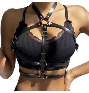 Subblime Black Leather Chest Harness with Rings – One Size – image 2